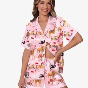 Playful Pink Animal Print Pajama Set